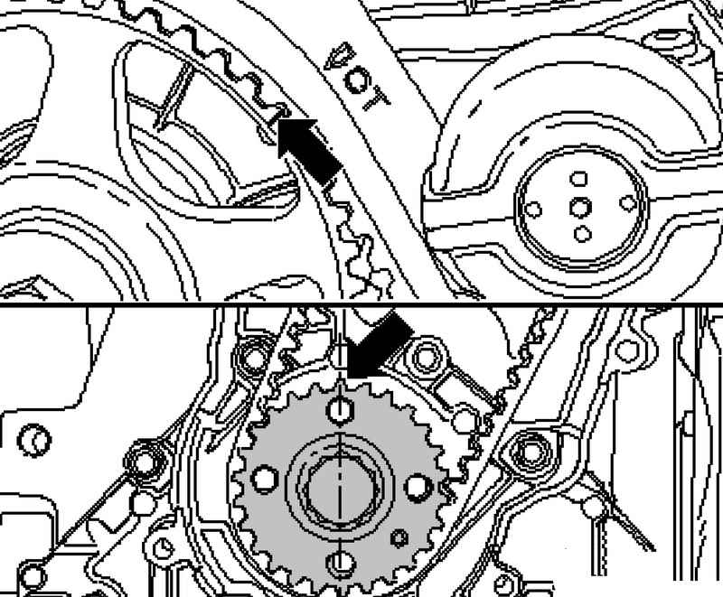 Снятие и установка зубчатых колес коленчатого/ распределительных   валов и промежуточных роликов | процедуры ремонта бензиновых двигателей dohc без извлечения их из автомобиля | opel astra